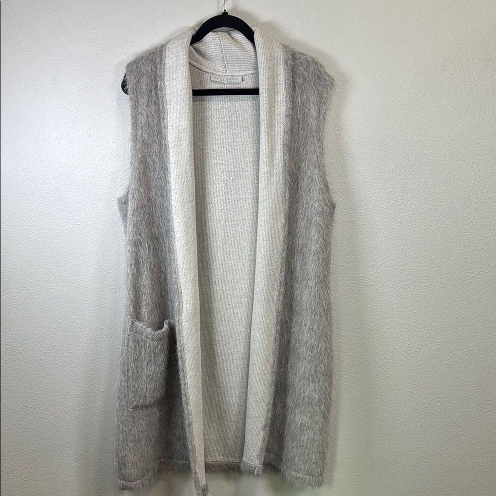 Bryn Walker organic cotton alpaca Gray and Cream Knit Vest cardigan